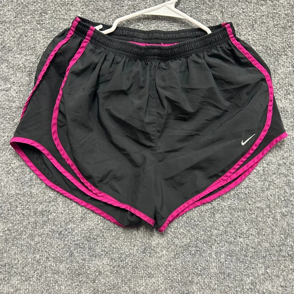 Nike Running Shorts Womens Size M Black Pink Dri-Fit Athletic Breathable Ripped